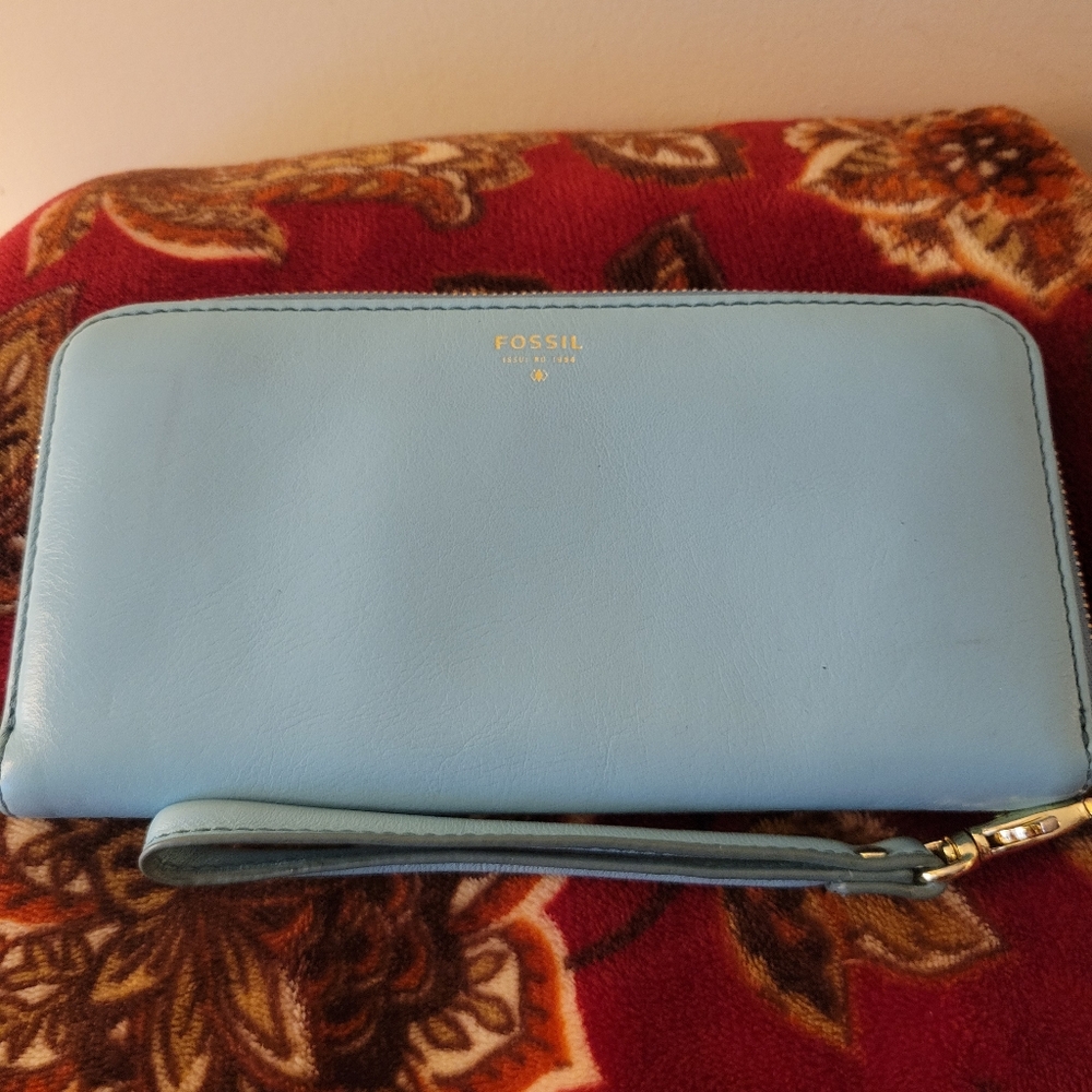 Fossil Light Blue Leather Wallet